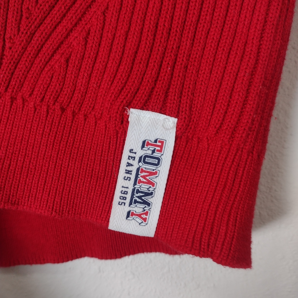 Tommy Hilfiger Tommy Jeans Red Striped Ribbed Knit Crewneck Sweater Size M - Picture 6 of 10